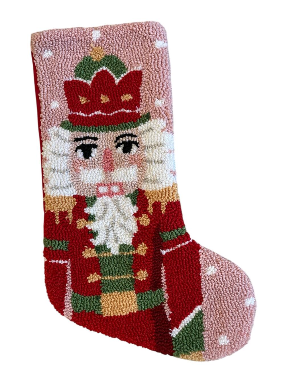 Peking Handicraft NUTCRACKER Hook Stocking 20in Pink Christmas Holiday Decor NEW